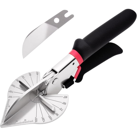 TGHTBA-Multi Angle Miter Shears for Moulding and Trim, Quarter Round Cutting Tool for Cutting Soft Wood, Plastic, PVC, Adjust at 45-135 Degree Multi-Angle, Hand Tools with 1pc Extra Blade
