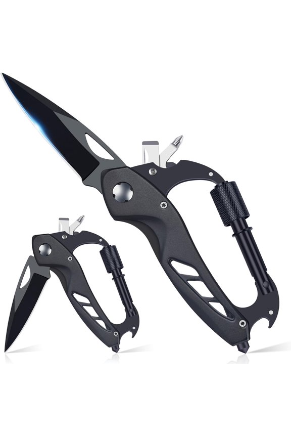-Multitool Carabiner with Pocket Knife, Gift for Men Him Dad Husband, 6-in-1 Multitool with EDC Carabiner Keychain,Bottle Opener,Window Breaker & Screwdriver,Cool Gadgets for Outdoor,Repair
