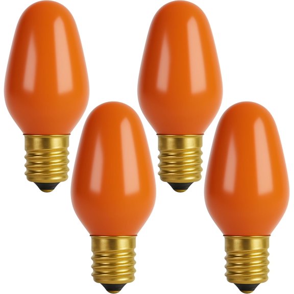 TGHTBA-Night Light Bulbs - 7 Watt Mini Bulbs E12 Candelabra Base, Non-Dimmable, 120 Volts C7 Night Light Lamp Replacement Bulb for Salt Lamps, Window Candles, Holiday Decor (4, Orange)
