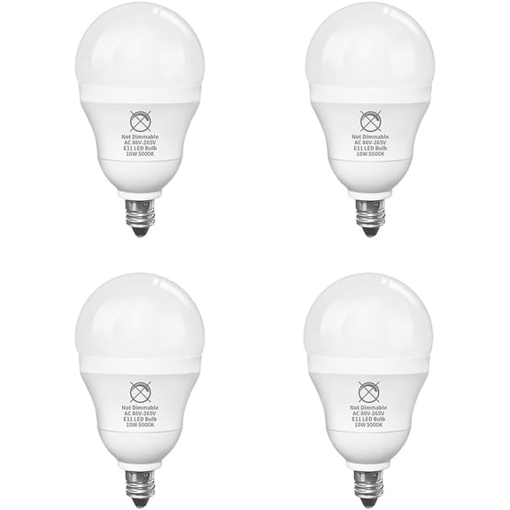 TGHTBA-Non-Dimmable E11 LED Bulb 10W, 100W Mini-Can E11 Halogen Equivalent, 1200LM, 86V-265V, 5000K Daylight White, Mini Candelabra Base JDE11 Bulb, 4-Pack