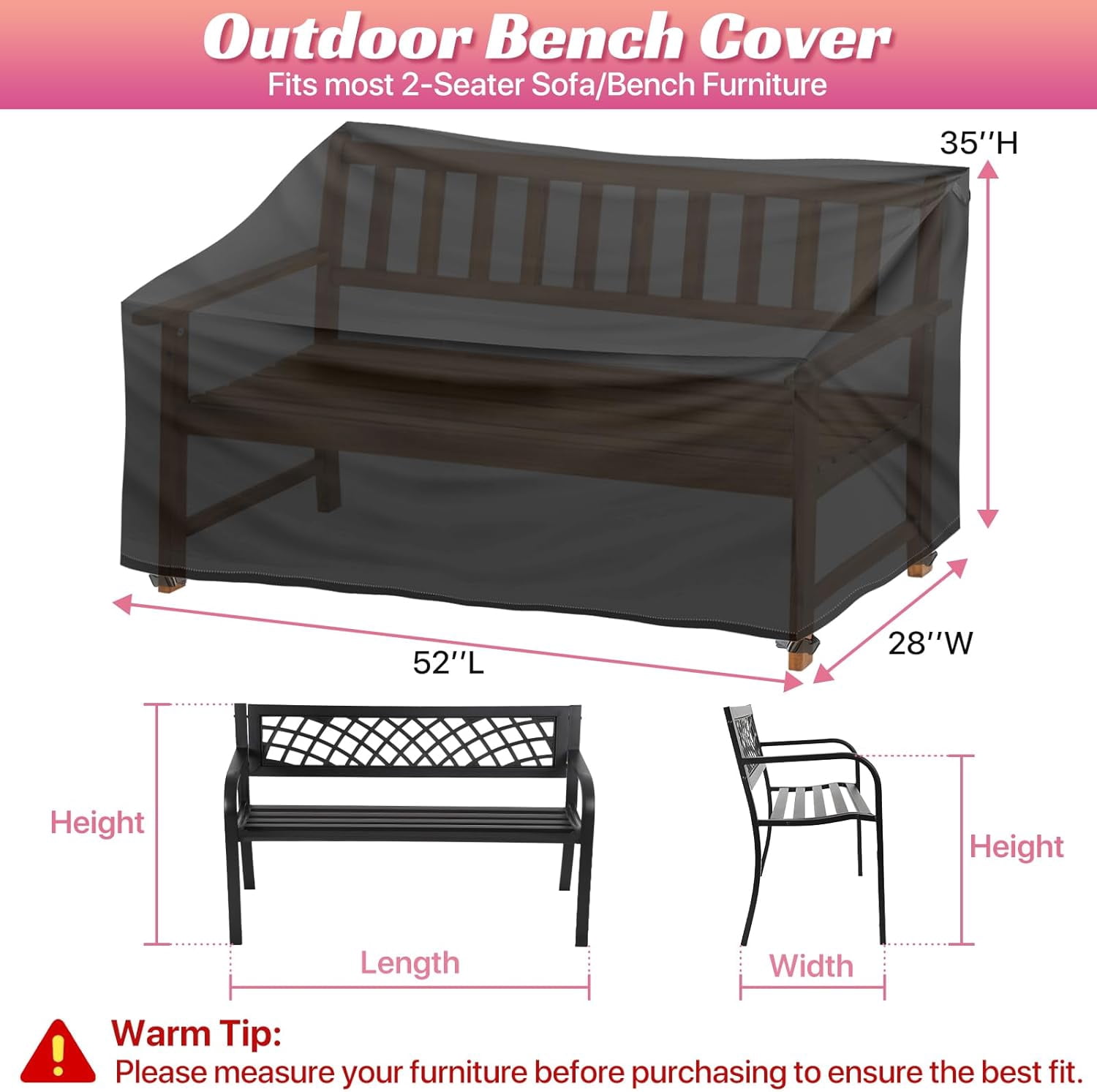 Outdoor Patio Loveseat Bench Cover - Waterproof 2/3/4 Seater Furniture Protector With Storage Bag