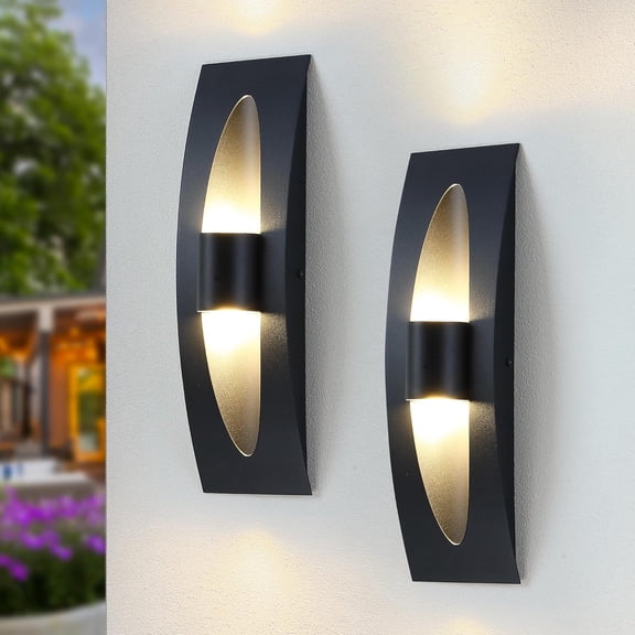 TGHTBA-Outdoor LED Wall Lights Fixtures,2 Packs Black Wall Sconces,15.6 Inch Modern Porch Light,Exterior Waterproof Wall Lanterns for House,Porch,Garage,Front Door,Hallway,Patio