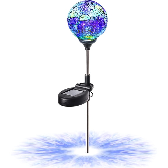 TGHTBA-Outdoor Mosaic Solar Light Stake Decor for Garden Waterproof,Color Glow Solar Powered Led Light Decorative Outdoor Landscape Blue Glass Ball Solar Absorb Birhtday Gift Lights for Mom Yard,Path