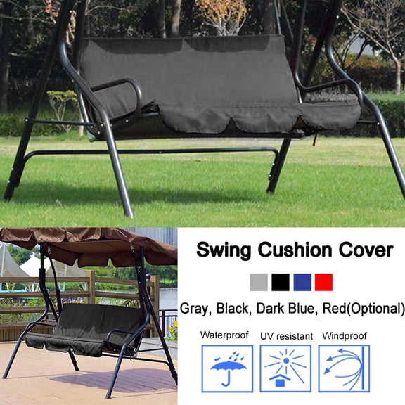 TGHTBA-Outdoor Swing 3 Seater Swing Chair Waterproof Swing Seat Pads Replacement for Patio Garden Yard(Black).