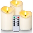 thumbnail image 1 of TGHTBA-Outdoor Waterproof Flameless Candles, LED Candle with Remote and Timer, Battery Operated Candles, Electric Fake Plastic Candles, Ivory White, Set of 3, 1 of 3