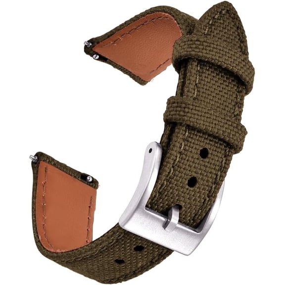 TGHTBA-Premium Soft Hybrid (Leather and Sailcloth) Watch Bands for Men Women,18mm 20mm 22mm Multiple Sizes Quick Release Replacement Watch Straps