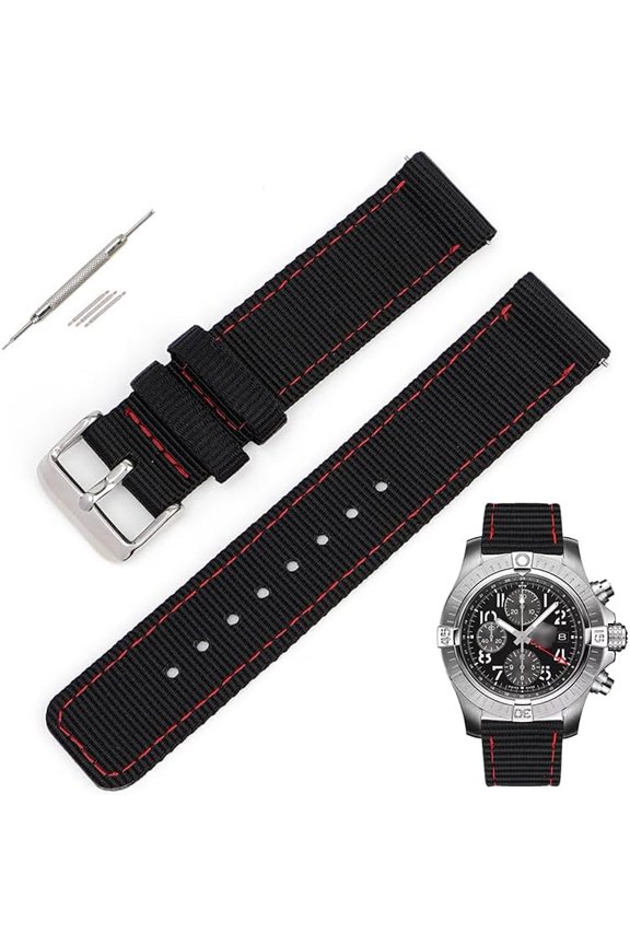 -Quick Release Canvas Nylon Straps For Breitling Watches, Replacement Nylon Watch Band For Breitling Watches - Multiple Colors