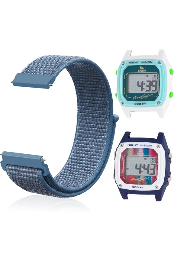 -Replacement Nylon Band Compatible with Freestyle Shark Classic Watch, Adjustable Quick-drying Strap for Shark Classic Leash & Clip Watch, Cape Blue, S/M