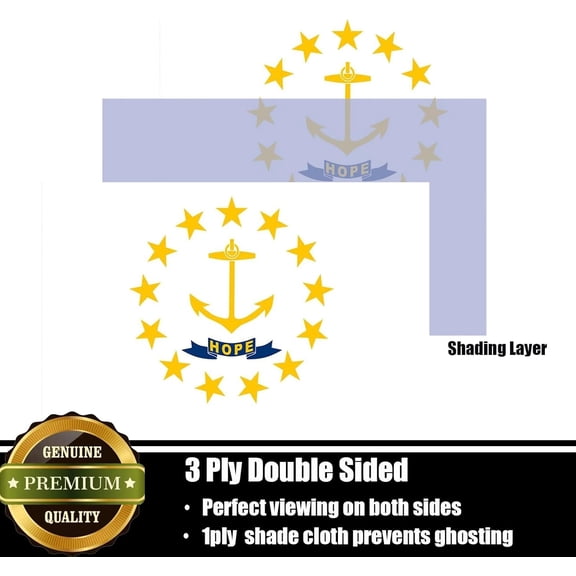 TGHTBA-Rhode Island Flag 3x5 FT Sturdy for Outside, Heavy Duty 3Ply Polyester Rhode Island State Flags Outdoor, Double Sided Long Lasting RI State Flag Brass Grommets