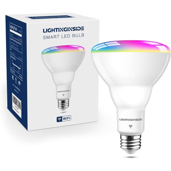TGHTBA-Smart Light Bulb 75W Equivalent, 1100LM 12W RGBCW BR30 E26 Bulb Works with Alexa/Google Home/SmartLife, 2.4G WiFi Bluetooth Recessed Flood LED Bulbs, No Hub Required, ETL Listed, 1PC
