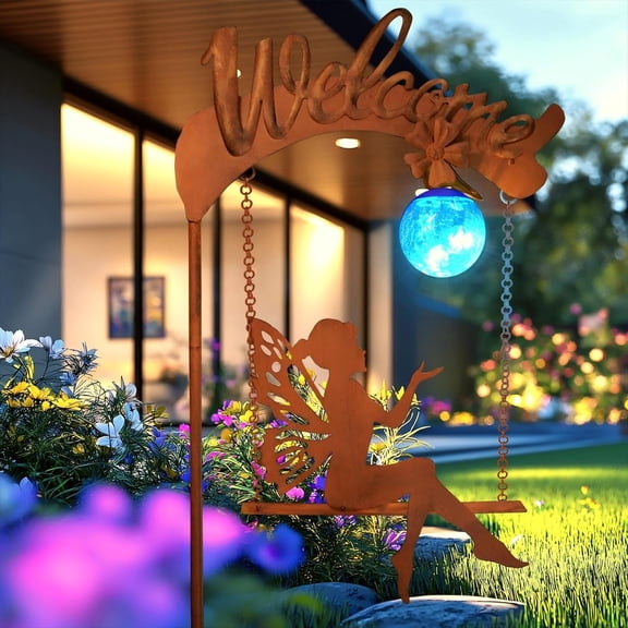 TGHTBA-Solar Garden Lights Outdoor Decor, Solar Fairy Lights Outdoor Moon Decor, Housewarming Ornaments for Patio, Lawn, Yard, Pathway - Unique Gardening Gifts for Women Mom Grandma