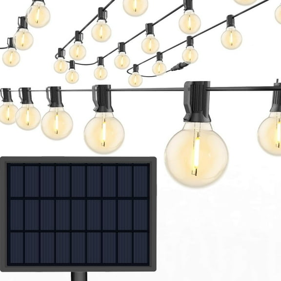 TGHTBA-Solar String Lights Waterproof LED Indoor/Outdoor Hanging Umbrella Lights with 25 Bulbs - 27 Ft Patio Light for Deckyard Tents Market Cafe Gazebo Porch Party Decor (25 Light Bulb)