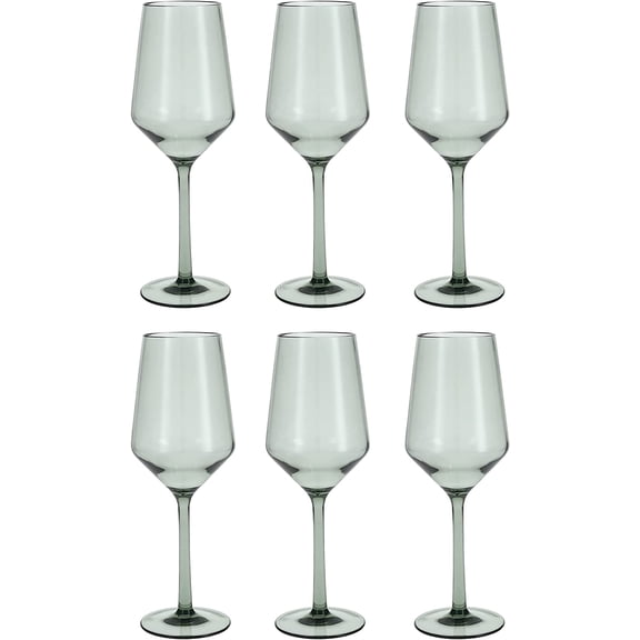 TGHTBA-Sole Outdoor Shatter Resistant BPA Free Premium Copolyester Plastic Drinkware 6 Pack, Sage Green, Sauvignon Blanc Glass