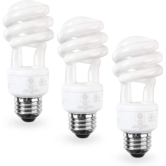 TGHTBA-Spiral Light Bulb - E26 Base CFL Bulb - CFL Light Bulbs 13 Watt- 3 Pack, 2700 Kelvin for Warm White and 800 Lumens - (65 Watt Incandescent Light Bulb Equivalent) - UL Listed