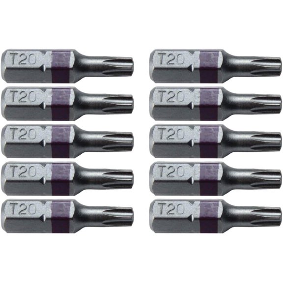 TGHTBA-T20 (T-20) Torx/Star Driver Bit - Color Coded T20 x 1" Torx/Star Drive Bit for Screws and Fasteners Requiring T-20 Size Bits (10 PACK)