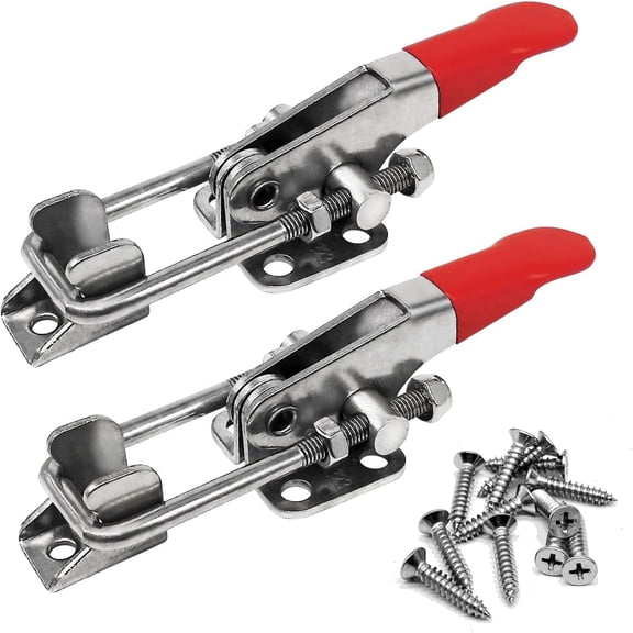 TGHTBA-Toggle Clamp Latch 400LBs, 304 Stainless Steel Durable Adjustable U Bolt Holding Quick Release Latch 40323-2pcs with12pcs Screws