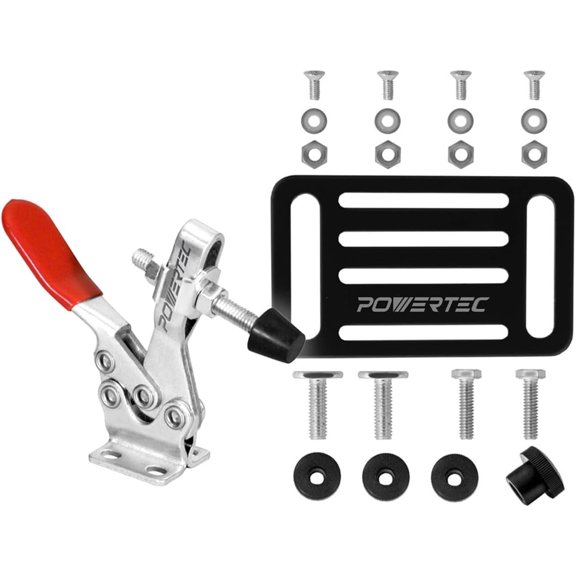 TGHTBA-Toggle Clamp Set for T track, 500 lbs Holding Capacity, 225D Quick Release lever clamp w/Mounting Plate for Woodworking Jigs and Fixtures, CNC Machine, Drill Press, Table Saw Sled (71819)