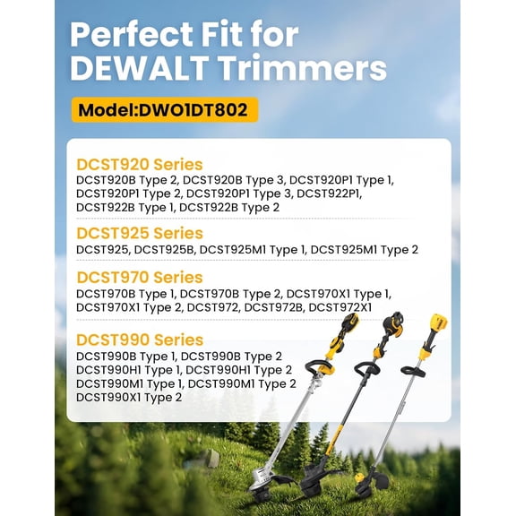 TGHTBA-Trimmer String Compatible with DEWALT Trimmer, 0.08-inch 224FT Twisted String Trimmer Lines for DEWALT Weed Eater, DWO1DT802 Replacement Pre-Cut Heavy Duty Weed Wacker String (16 Pack)