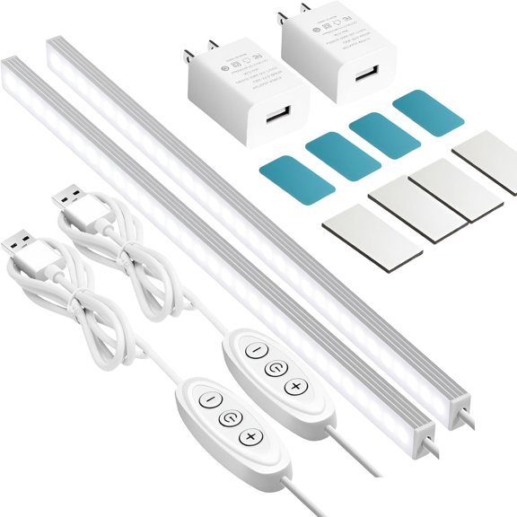 TGHTBA-Under Cabinet Lights, 12 Inch Plug in Under Cabinet Lighting, LED Closet Lights, 6000K Cool White Light, Ultra Thin Dimmable Light Bar, Suitable for Kitchen Desk Closet Workbench