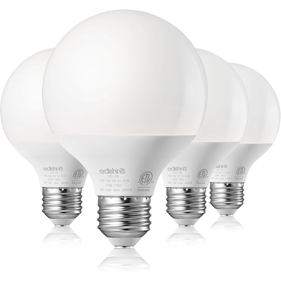 TGHTBA-Vanity Light Bulbs, G25 LED Bathroom Light Bulbs, 25 Watt Equivalent Globe Light Bulb, CRI90+ 2700K Warm White 450LM, E26 Base, 4 Pack Non-dimmable, ETL Listed