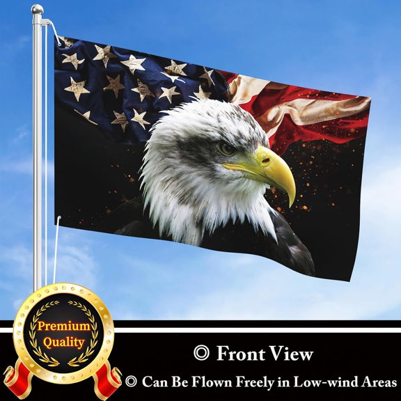 TGHTBA-Vintage American Eagle Flag 3x5 FT Double Sided Print Patriotism USA Flag and Garden Flags 12x18 Inch 4th July Independence Day Durable Outdoor Indoor Decor