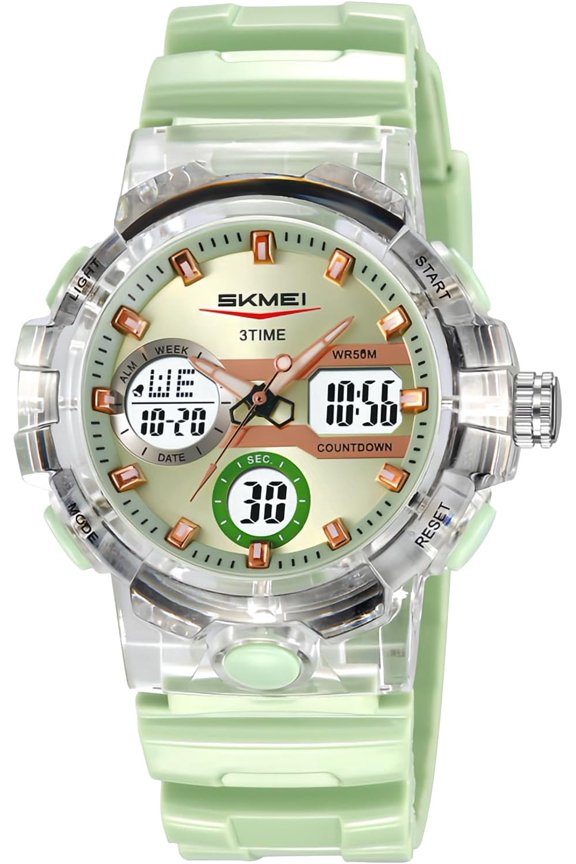 -Women's Digital Sports Watch Waterproof 50M Multifunction Watch with Countdown Timer, Weekday Display, Night Light TPU Strap