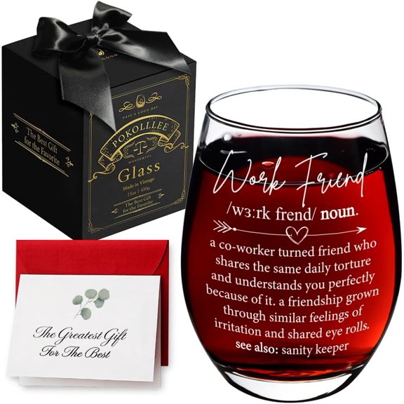 TGHTBA-Work Friend Wine Glass Birthday Gifts for Coworker Women, Work Bestie Gifts for Friendship, Appreciation Gift for Coworkers, Unique Gift for Coworker Leaving