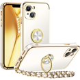 thumbnail image 1 of TGHTBA-for iPhone 13 Case with Stand, Phone Case with Ring Holder Kickstand, Women Girls Cute Bling Luxury Wrist Strap Protective Cover for iPhone 13,White, 1 of 4