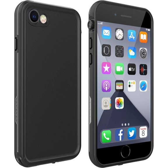 TGHTBA-for iPhone 8/7/SE 2020 Waterproof Case with Screen Protector, Life Shockproof Snowproof Phone Case for iPhone 8/7/SE 2020 4.7" (Black)