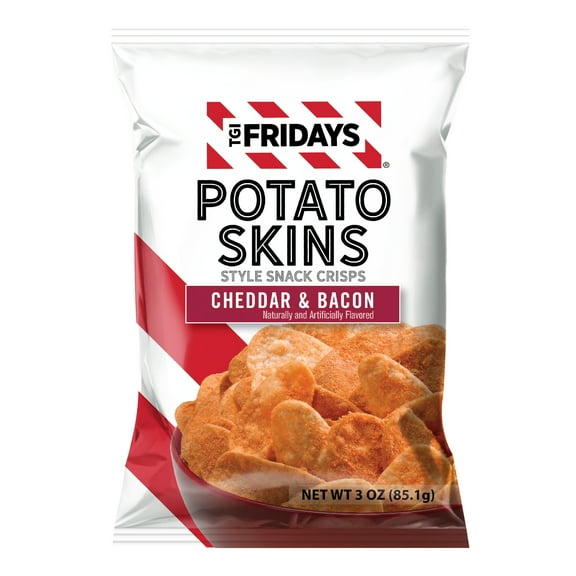 TGI Fridays Cheddar & Bacon Potato Skins Style Snack Crips, Gluten-Free, 3 oz Bag