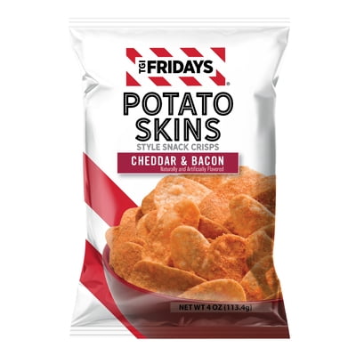TGI Fridays Cheddar & Bacon Potato Skins Style Snack Crisps, Gluten-Free, 4 oz Bag