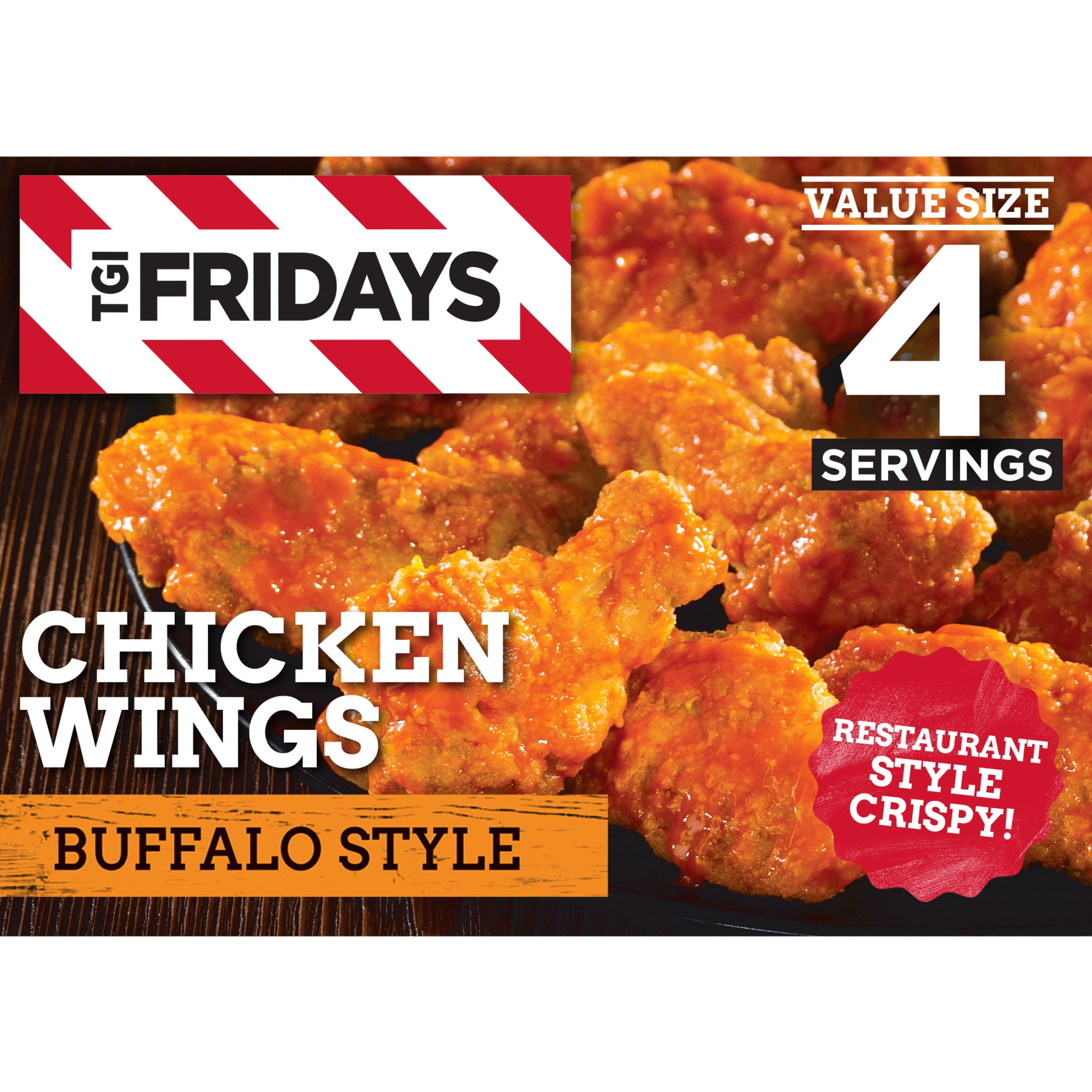 TGI Fridays Chicken Wings Frozen Appetizers, for Restaurant-Style Snacking and Hosting, Buffalo Style, 25.5 oz