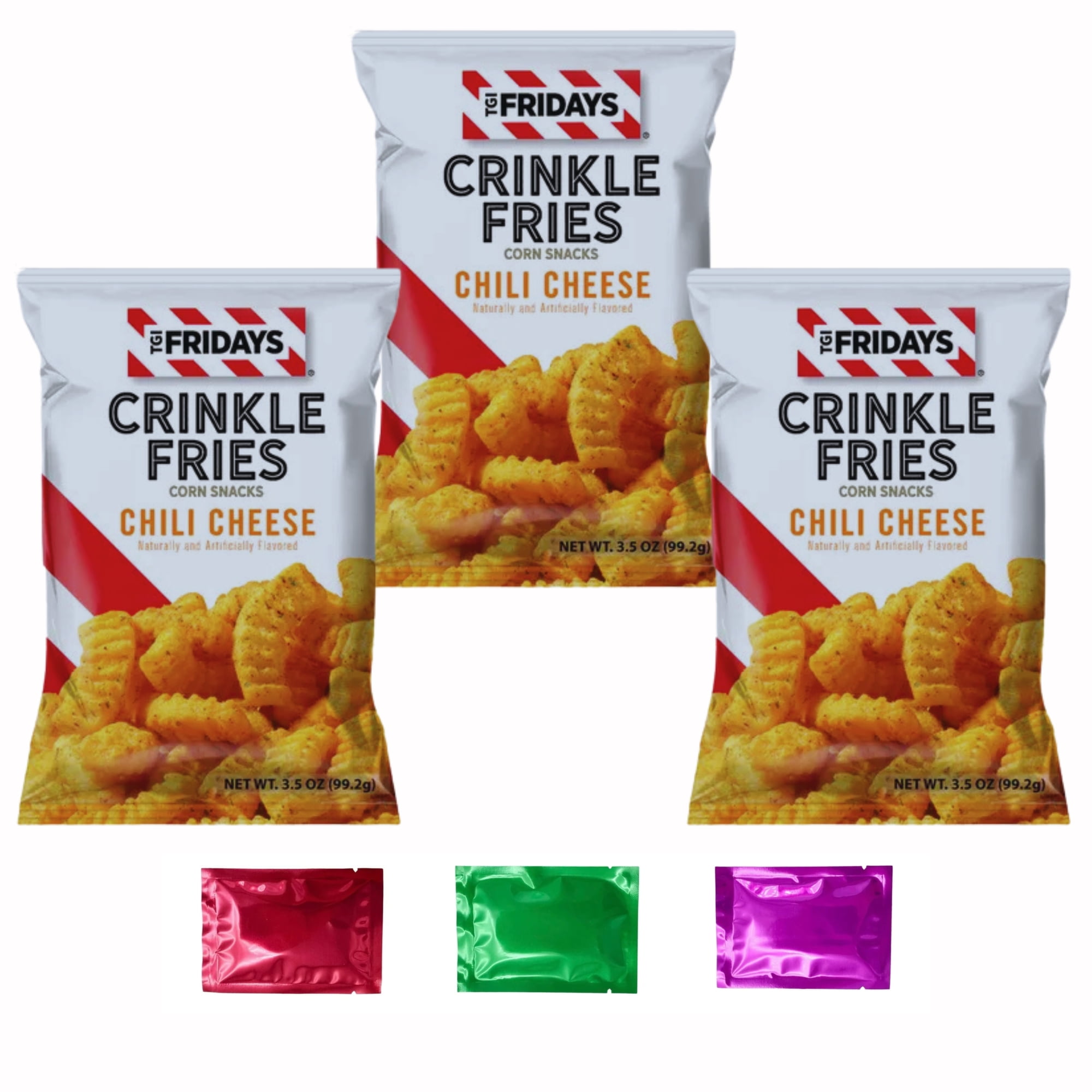 TGI Fridays Chili Cheese Flavored Crinkle Fries Corn Snacks(3.5 oz Pack