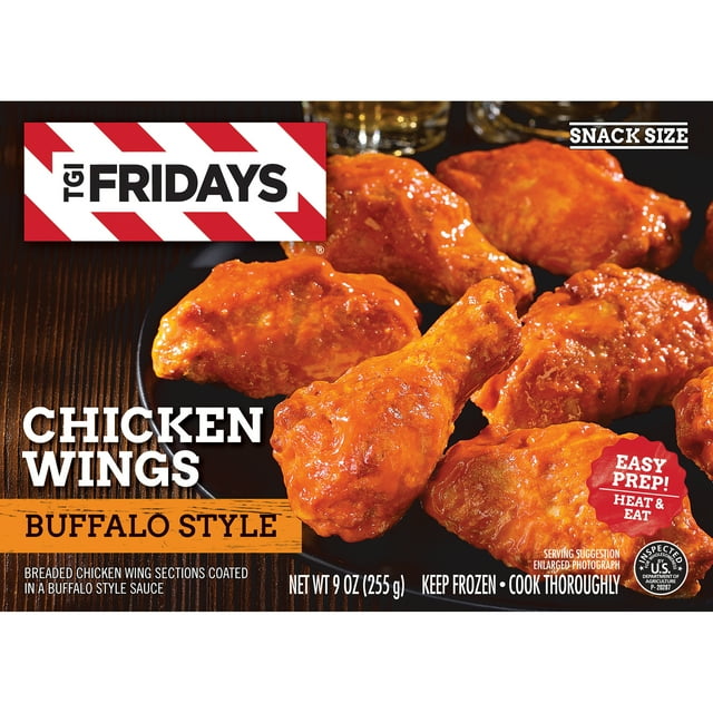 TGI Fridays Frozen Appetizers Buffalo Style Chicken Wings, 9 oz. Box