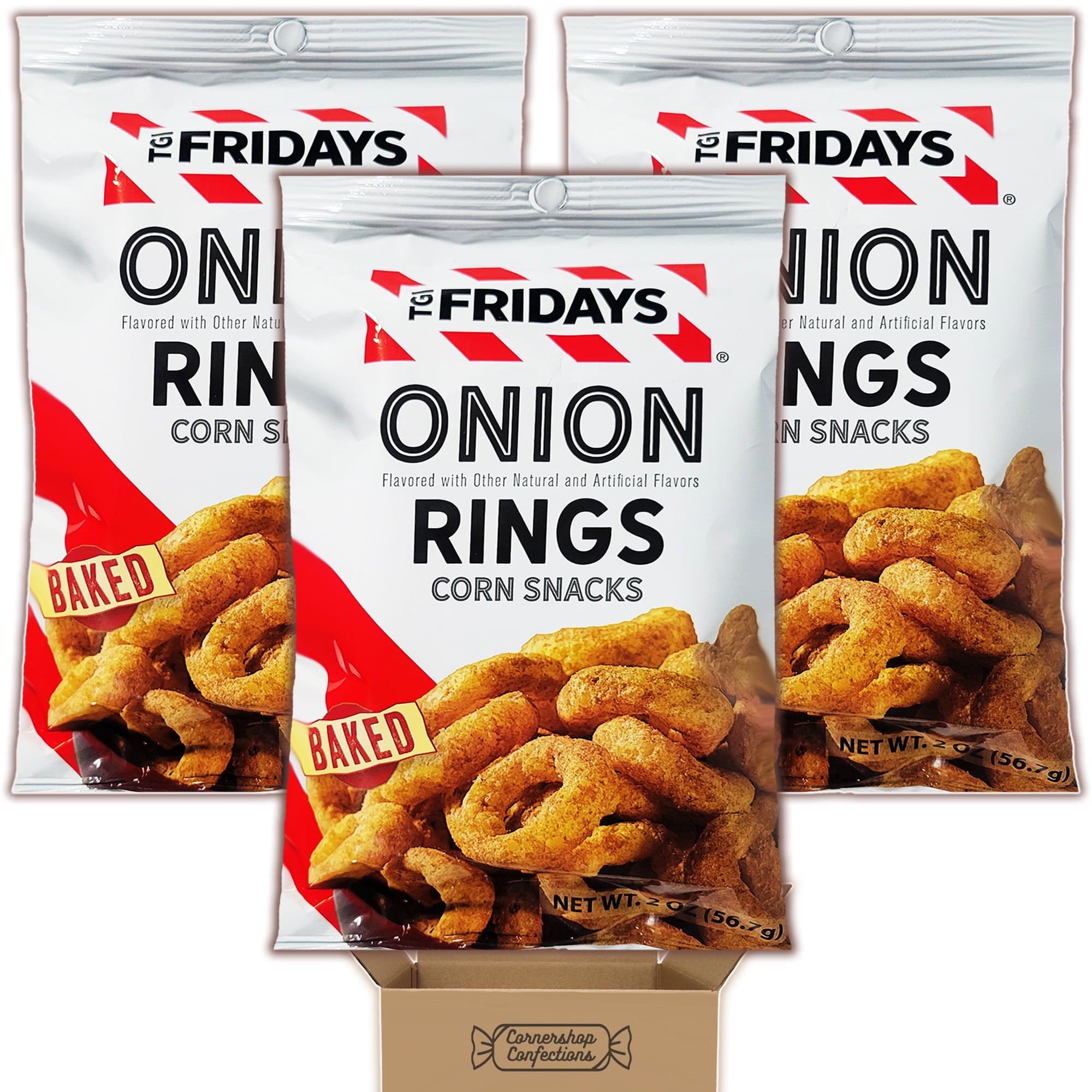 TGI Fridays Onion Rings Corn Snacks 3 Bag Bundle Pack 3 Individually TGI Fridays Onion Rings Corn Snacks 3 Bag Bundle Pack 3 Individually