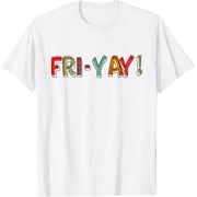 TGIF Happy Fri-Yay Friday Lovers Colorful Weekend Teacher T-Shirt100% cotton