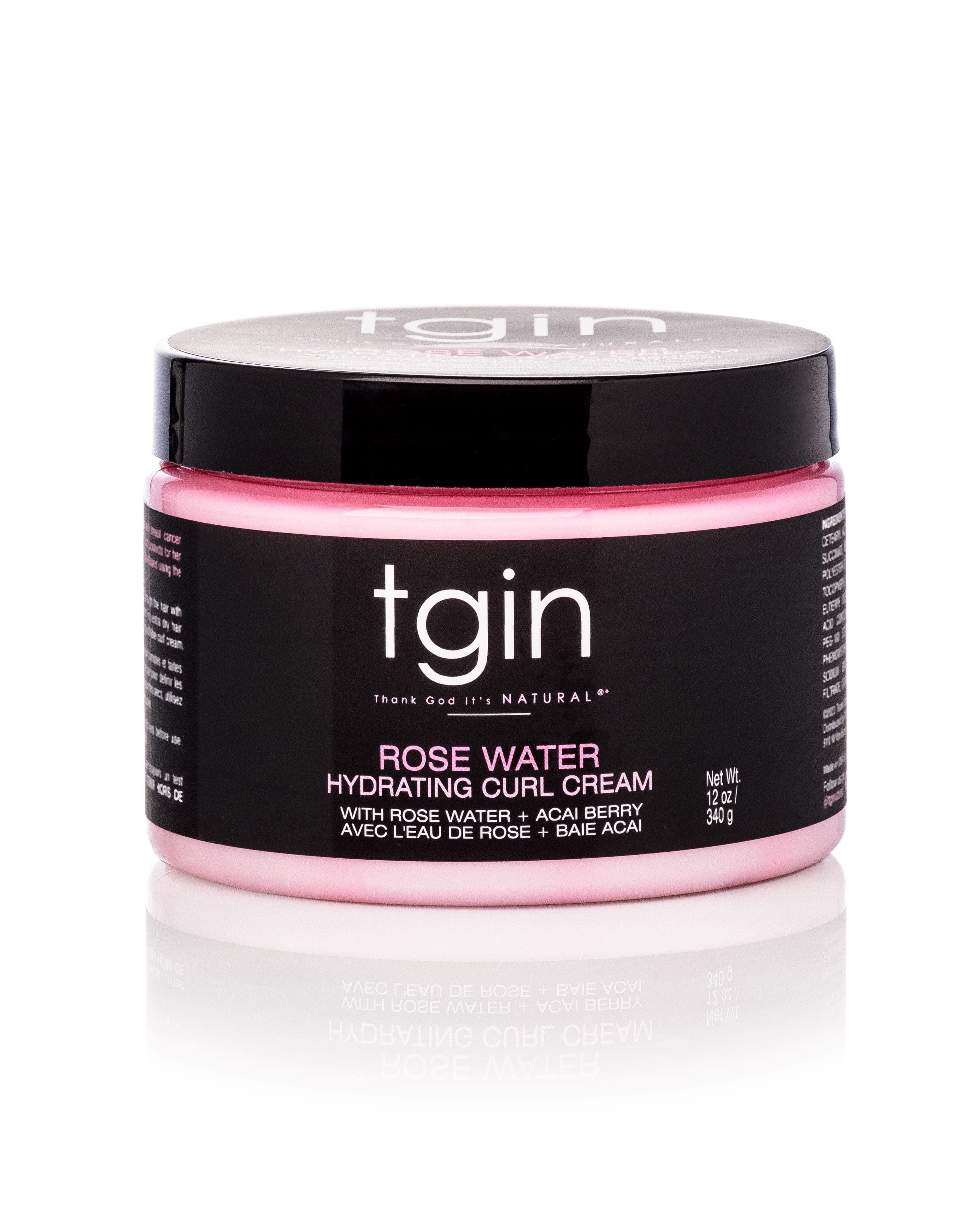 Thank God It's Natural (Tgin) Rosewater Hydrating Curl Cream, Moisturizing, Styling Cream, 12 oz