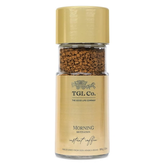 TGL Co. The Good Life Company Morning Motivation Instant Coffee Powder (100 gm) | Freeze Dried from 100% Arabica Coffee Beans, Glass Bottle