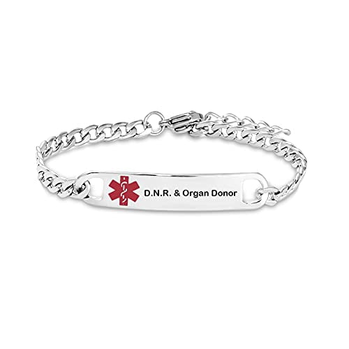 Medical Alert Braided Leather Bracelet With SOS Engraved ID – Kidney Transplant Awareness, Stainless Steel, Adjustable For Men & Women