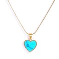 thumbnail image 1 of TGNEL 18K Gold Plated Necklace For Women Synthetic Blue Turquoise Heart Inlay Stainless Steel Pendant Necklace Fashion Jewelry, 1 of 6