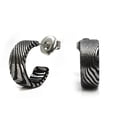 thumbnail image 1 of TGNEL Two-tone Damascus Steel Hoop Earrings for Women Open Huggie Earrings Geometric Jewelry Accessories, 1 of 6