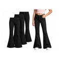 thumbnail image 1 of TGPMGRZ 3 Pack School Uniform Pants for Girls Flare Bell Bottoms Leggings with Front Buttons & Pockets, 1 of 5