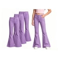 thumbnail image 1 of TGPMGRZ 3 Pack School Uniform Pants for Girls Flare Bell Bottoms Leggings with Front Buttons & Pockets, 1 of 6