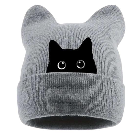 TGPMGRZ Adorable Cat Embroidery Knitted Hat Winter Warm Ear Casual For Women Men