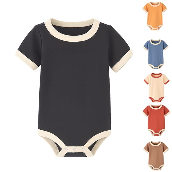 TGPMGRZ Baby Boys Bodysuits Comfort Cotton Short Sleeve Soft One Piece Outfits for 0-24M Beige 18-24 Months
