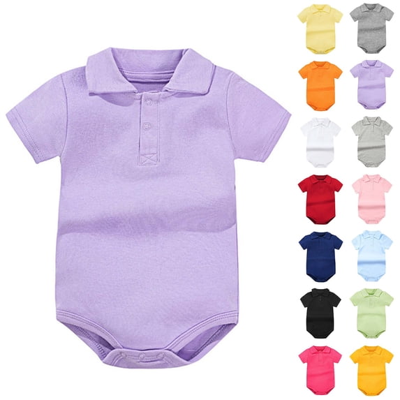 TGPMGRZ Baby Boys Lapel Bodysuits Comfort Cotton Short Sleeve One Piece Outfits for 0-24 Months Light Yellow 9-12 Months
