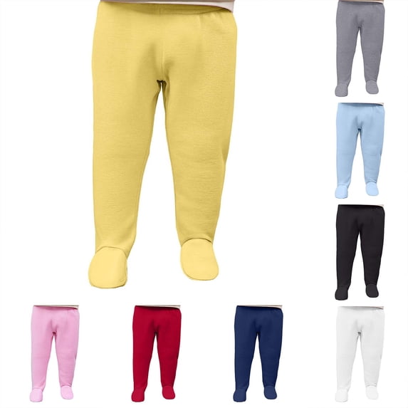 TGPMGRZ Baby Footed Pants Elastic Waisted Cotton Pants Comfort Soft Breathable Solid Toddler Leggings Yellow 3-6 Months