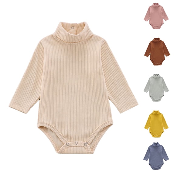 TGPMGRZ Baby Turtleneck Bodysuit Long Sleeve Solid Ribbed Cotton Outfits for Baby Boys Girls 3-18 Months Light Green 3-6 Months