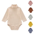 thumbnail image 1 of TGPMGRZ Baby Turtleneck Bodysuit Long Sleeve Solid Ribbed Cotton Outfits for Baby Boys Girls 3-18 Months Pink 12-18 Months, 1 of 5
