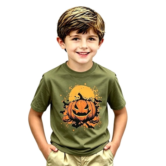 TGPMGRZ Boys Halloween Graphic Tee Short Sleeve Halloween Pumpkin Print T-Shirt